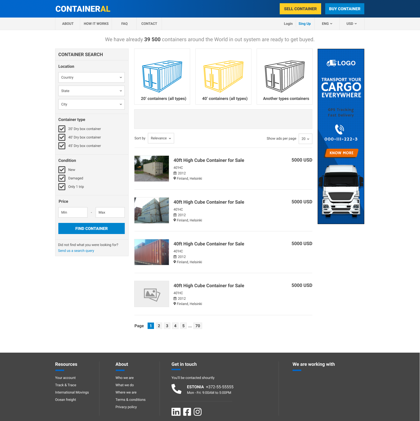 Containeral prototype web application